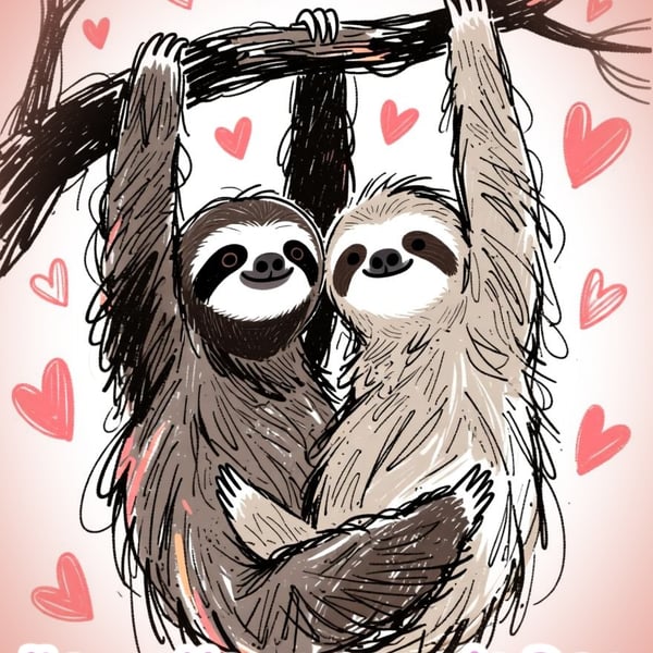 Sloths Valentine's Greeting Card A5