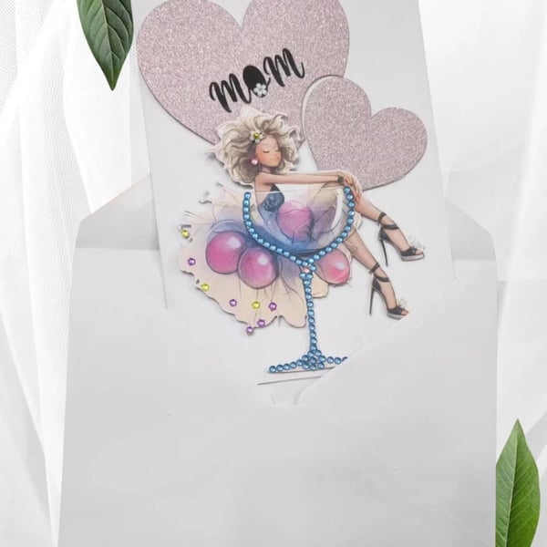 Handmade Mothers Day Card.Floral Greeting Card for MomMothers Day, Special Day