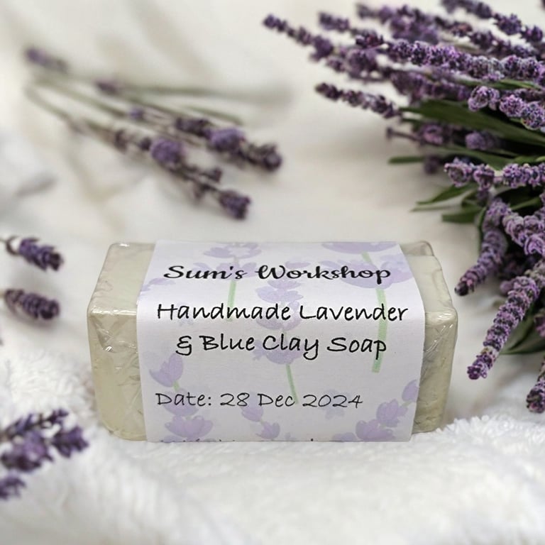 Handmade Lavender and Blue Clay Soap