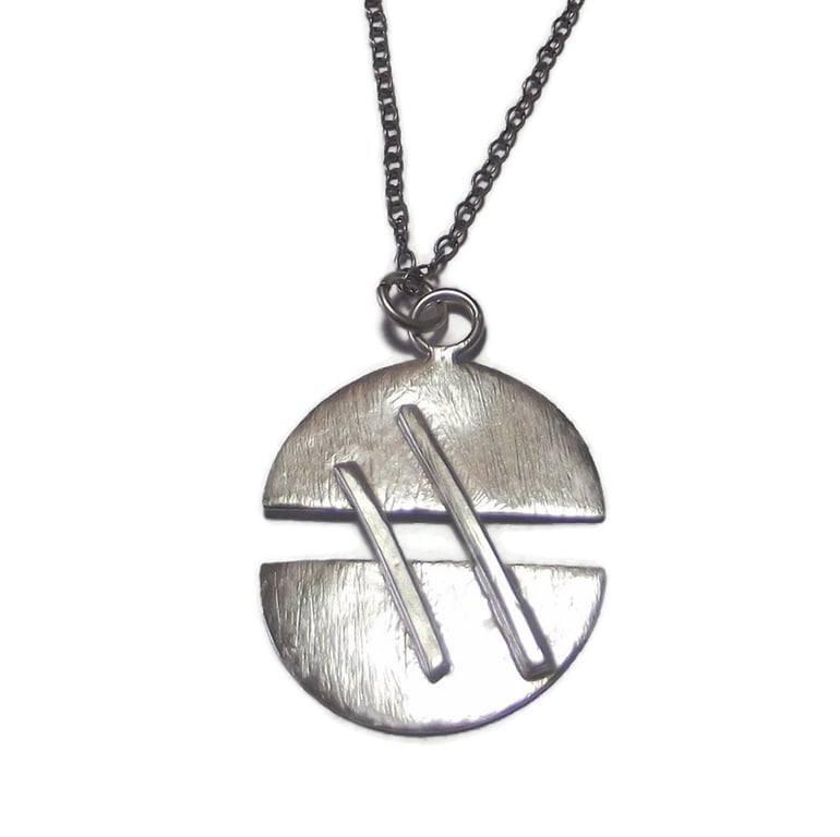 Unusual Fine Silver Handmade Geometric Pendant, Contemporary Artisan Necklace 
