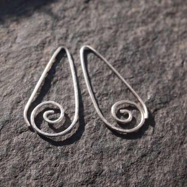 Sterling Silver Spiral Curl Earrings, everyday earrings