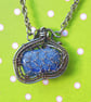Silver Necklace - Handmade Woven Silver Sodalite Pendant  & Chain  -Viking Style - Image 6