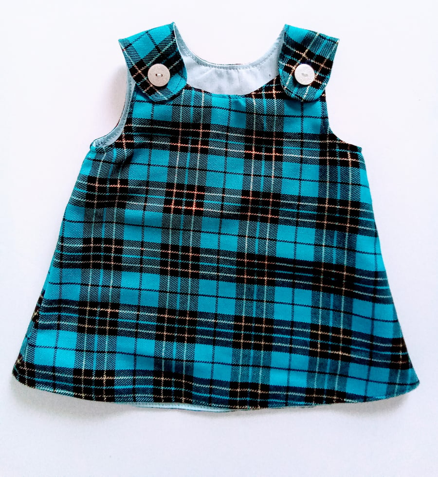 Winter,  Blue Tartan dress, pinafore for age 0-3 months