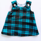 Winter,  Blue Tartan dress, pinafore for age 0-3 months