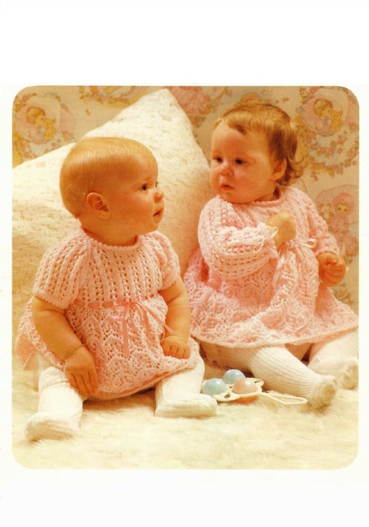 VINTAGE KNITTING PATTERN Babies Lacy Dress