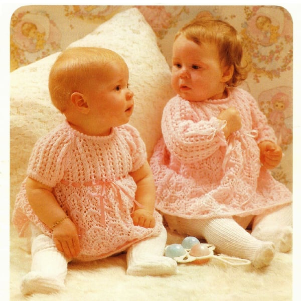 VINTAGE KNITTING PATTERN Babies Lacy Dress