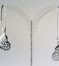 Sterling silver 14mm heart drop earrings, choice of ear wires available