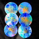 "Blue fantasy" abstract painted coasters set of 6