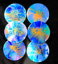 "Blue fantasy" abstract painted coasters set of 6