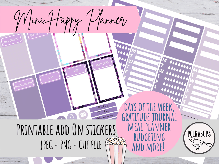 ADD ON Mini Happy Planner Vertical Planner Stickers Printable