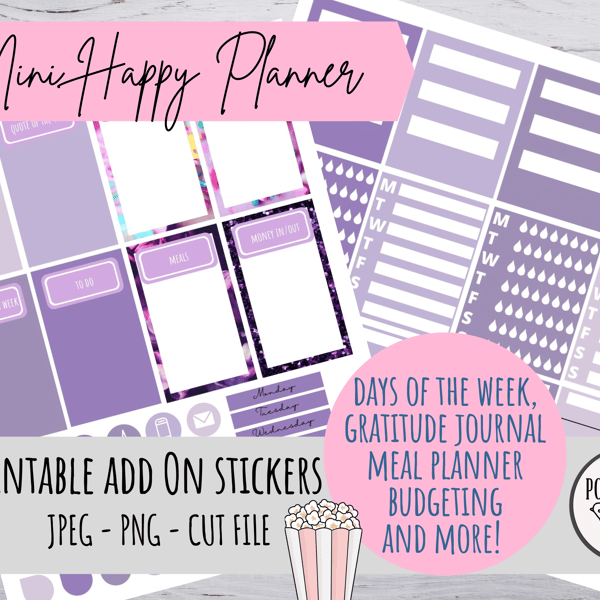 ADD ON Mini Happy Planner Vertical Planner Stickers Printable