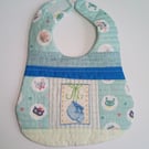 Patchwork bib, reversible baby bib, newborn baby bib, gift for baby boy 