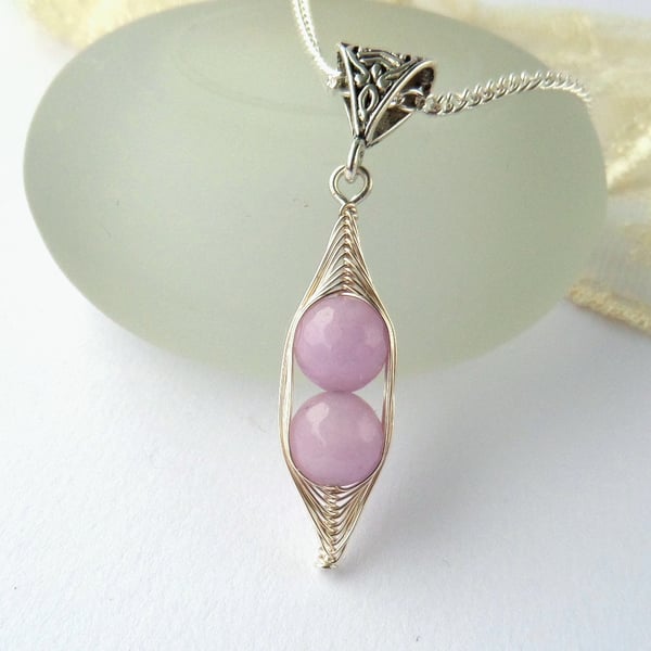 Lavender jade Peas in a Pod' necklace - other colours and sizes available 