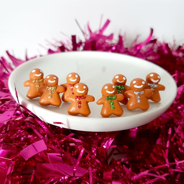 Christmas Gingerbread men earrings, quirky, fun, unique, handmade, novel)
