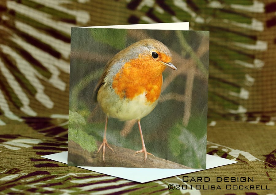 Exclusive Handmade Garden Robin Greetings Card on Archive Photo Paper