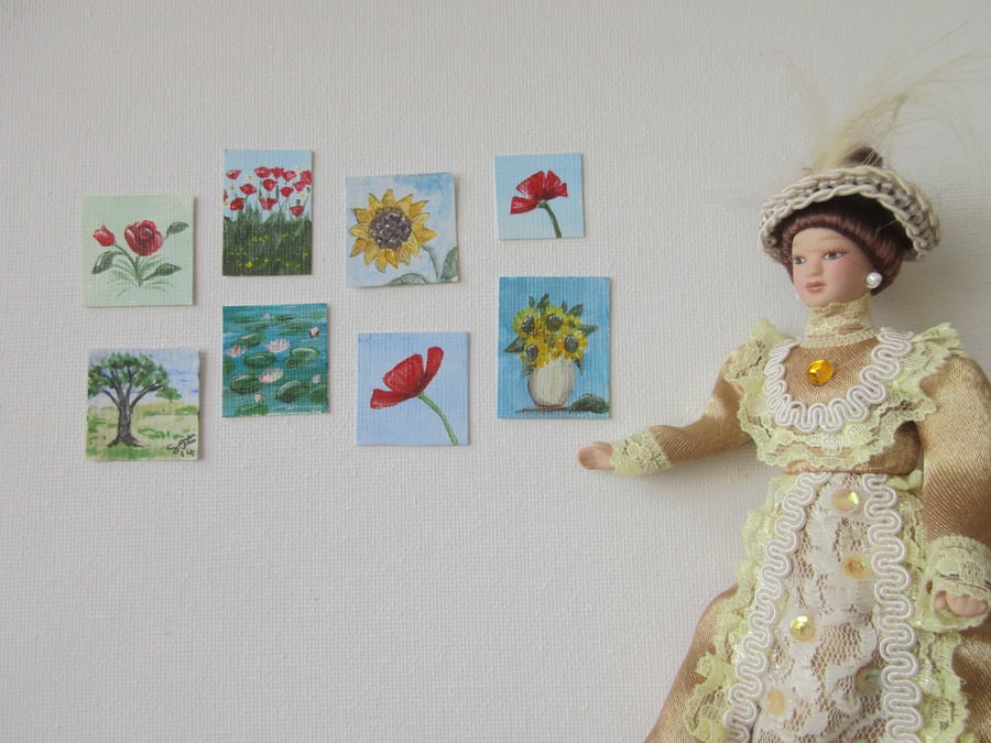 Tiny Dolls House Miniature Original Paintings 
