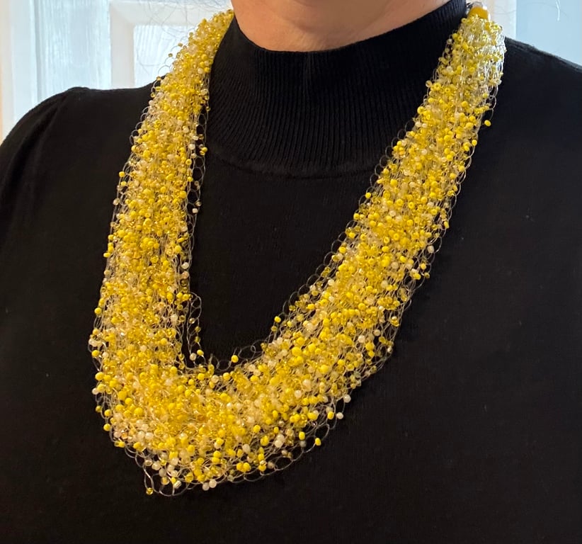 Handmade Air Necklace with yellow beads