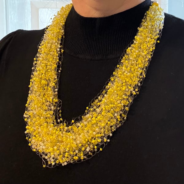 Handmade Air Necklace with yellow beads