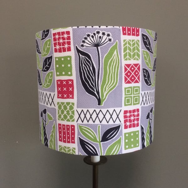 50s Retro Atomic Floral Leaf Barkcloth Vintage Fabric Lampshade option 