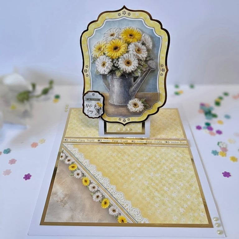 A Little Note to Say Handmade Easel Floral Decoupage Card