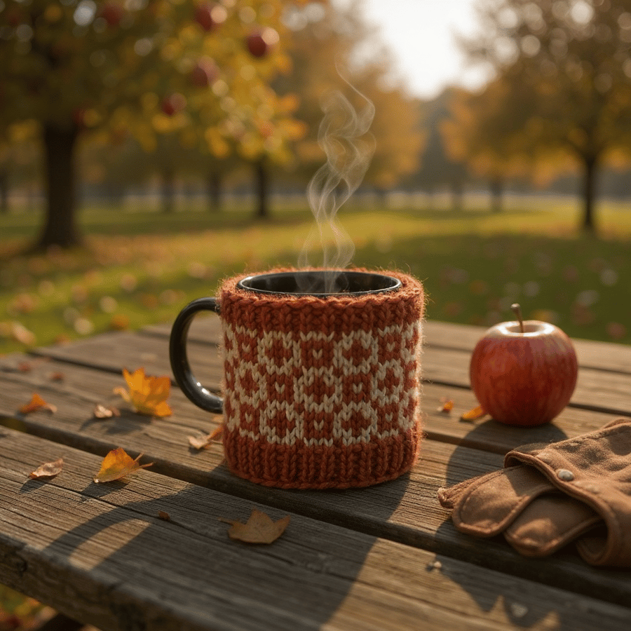 Sheep mug hug, fair isle knitted cosy