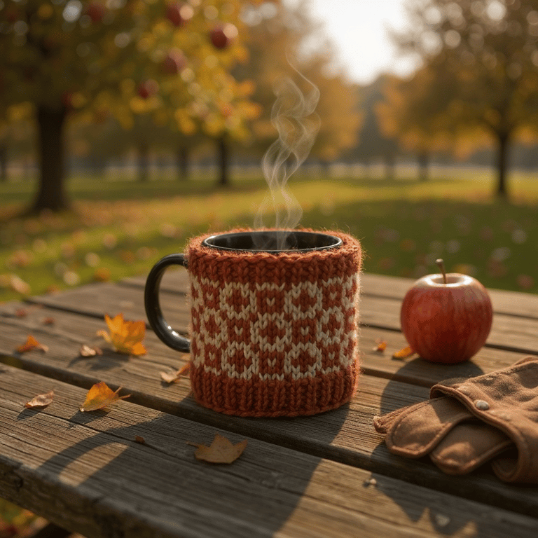 Sheep mug hug, fair isle knitted cosy