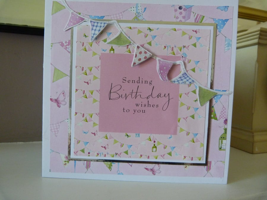 Bunting Happy Birthday Card