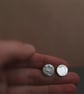 Silver Full Moon Earrings - Circle Studs - Image 3