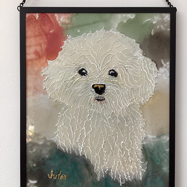 ‘ maltese dog dream ‘ framed original painting 