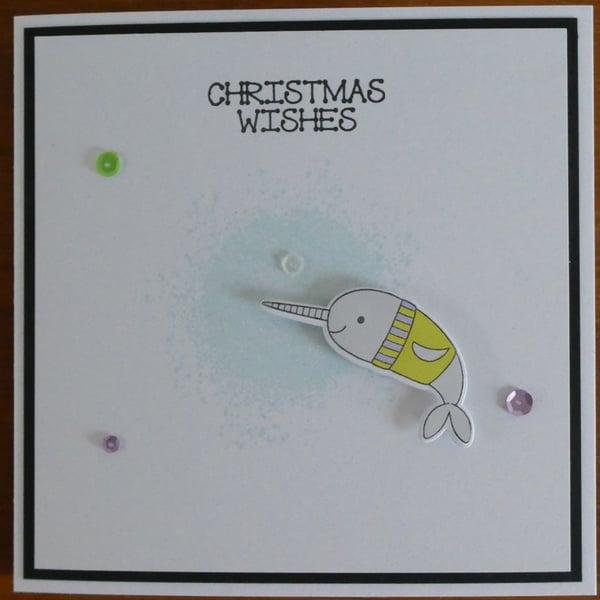 Sale- Narwhal Christmas Card - Personalised