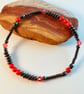 Red Bamboo Coral & Hematite Bracelet With Swarovski Crystals - Handmade In Devon - Image 1