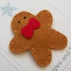 Felt Christmas Gingerbread Man Hair Clip 