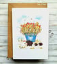 Easter Card - spring, hedgehogs, flowers, blank 