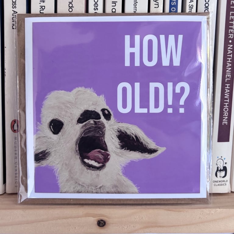 Funny novelty Birthday greetings card shouty animal goat original artwork 