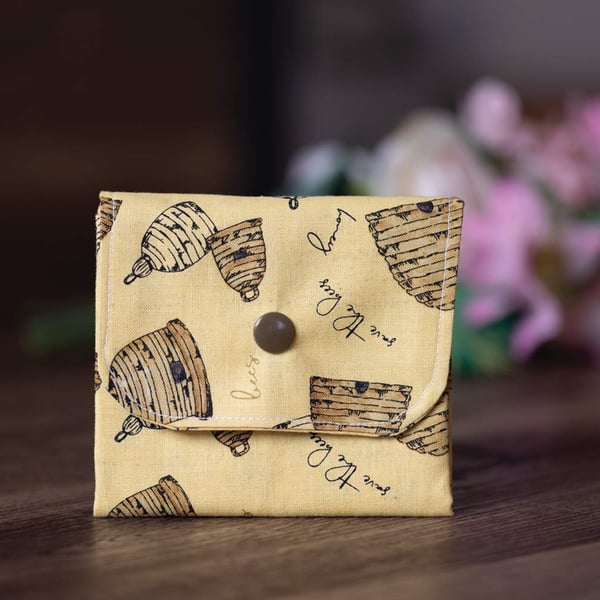 Handmade Coin Purse, Wallet Card Holder, Mini Wallet-Bee Hive Design-CP06