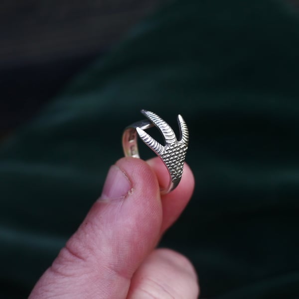 Handcrafted Sterling Silver Claw Spoon Ring Size M Adjustable