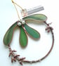 Stained Glass Mistletoe Mini Wreath - handmade in Hampshire