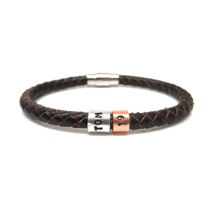 19th Birthday Personalised Leather Bracelet – Gift Boxed - Free Delivery