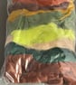 100g Wool Fibre Pack - forest colours