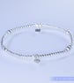 Sparkly Heart Charm Bracelet Sterling Silver Dainty Handmade Romantic Stretchy - Image 3