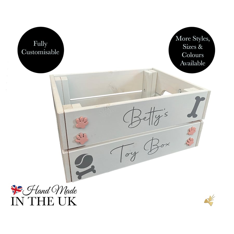 Custom Pet Toy Storage Box, Personalized Dog Crate, Cat Toy Organizer
