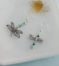 Mismatched Iridescent Dragonfly Earrings