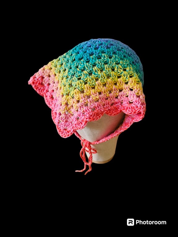 Crochet rainbow bandana