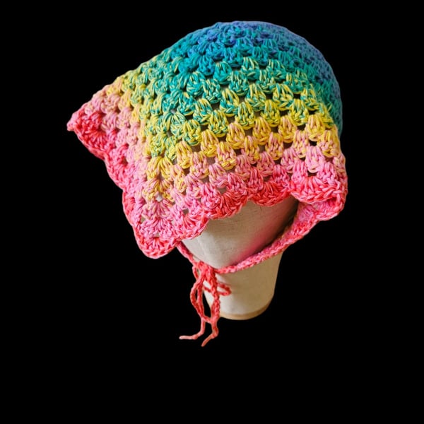 Crochet rainbow bandana