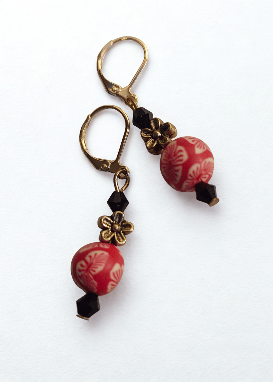 Red, Black and Gold Florals