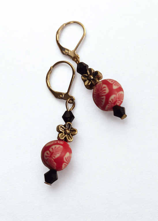 Red, Black and Gold Florals