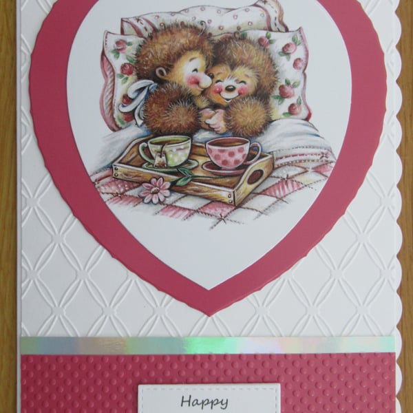 Hedgehogs Snuggled Up In Bed - A5 Anniversary Card