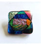 Dichroic Luxury Fused Glass Patchwork Brooch L001 Handmade 