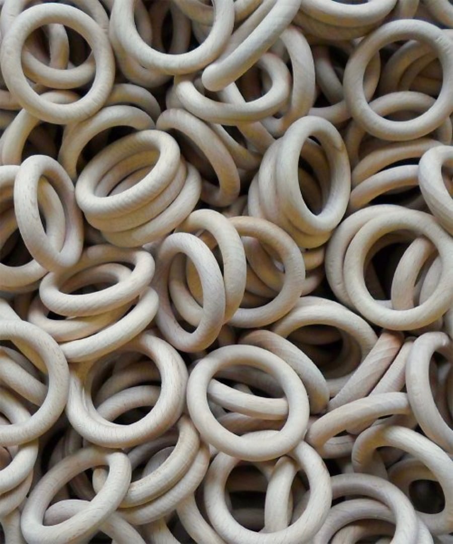 10 Beech wood rings 47mm for  peg dolls 