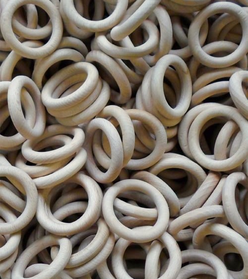 5 Beech wood rings Sensory toy  47mm  peg dolls 